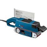 Bosch Professional GBS 75 AE Set, 750 W Nennaufnahmeleistung, 75 mm Schleiffläche, Koffer, Gewebeschleifband, Parallel--Winkelanschlag, Grafitplatte