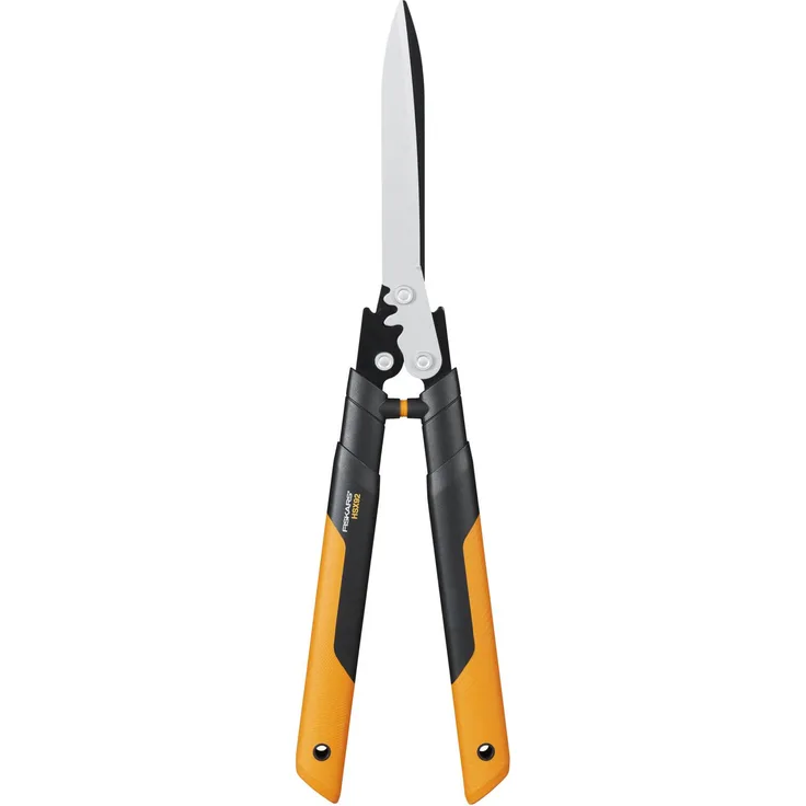 Fiskars PowerGear X Getriebe-Heckenschere, Antihaftbeschichtet, Hochwertige Stahl-Klingen, Länge 63 cm, Schwarz-Orange, HSX92, 1023631 mittelgroß