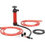 Relaxdays - Öl Absaugpumpe, manuelle Handpumpe für Benzin, Diesel, Umfüllpumpe mit 3 Schläuchen, Luftpumpe Aufsätze, rot