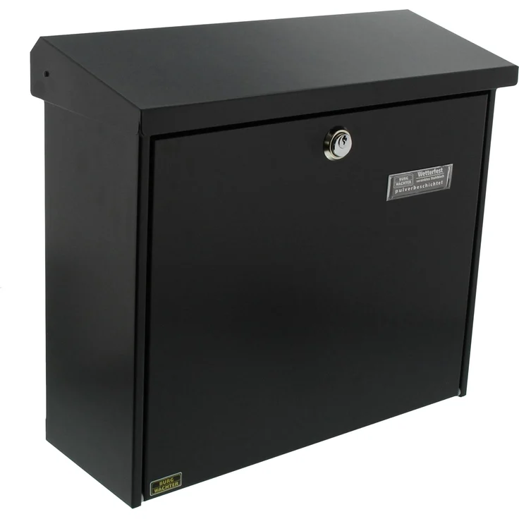 BURG-WÄCHTER Briefkasten mit aufklappbarem Regendach, A4 Einwurf-Format, EU Norm EN 13724, Verzinkter Stahl, Comfort 913 S, Schwarz – Bild 1