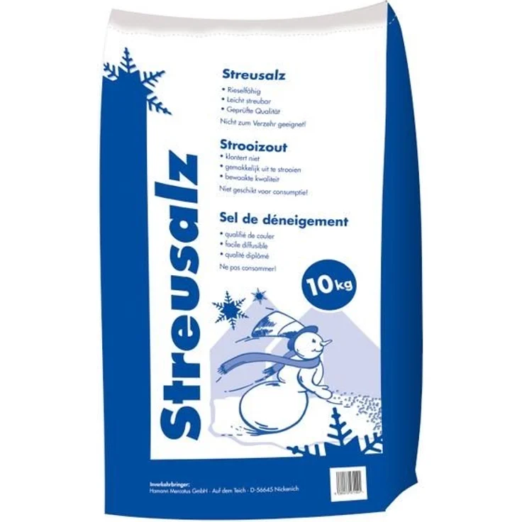 Hamann Mercatus Streusalz 10 kg Sack, Streugut zur Beseitigung von Eis und Schnee, rutschfreie Gehwege und Straßen