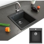 Bergström Granit Spüle Küchenspüle Einbauspüle Spülbecken Küche + Siphon Schwarz