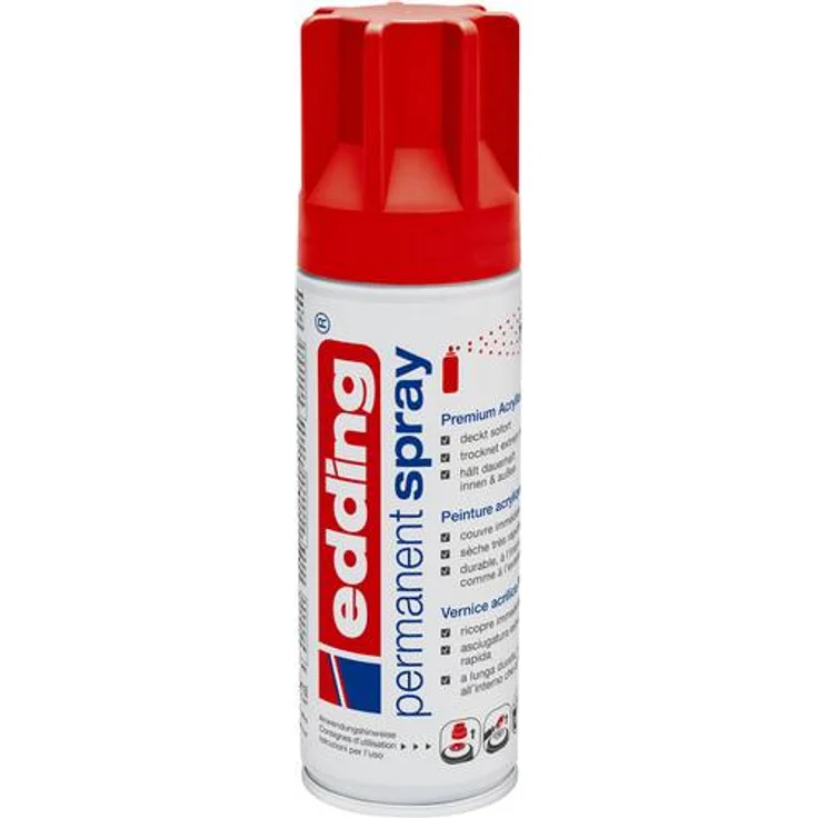 Edding 4-5200902 Spray 5200 Farbe: verkehrsrot seidenmatt RAL 3020 200ml – Bild 1