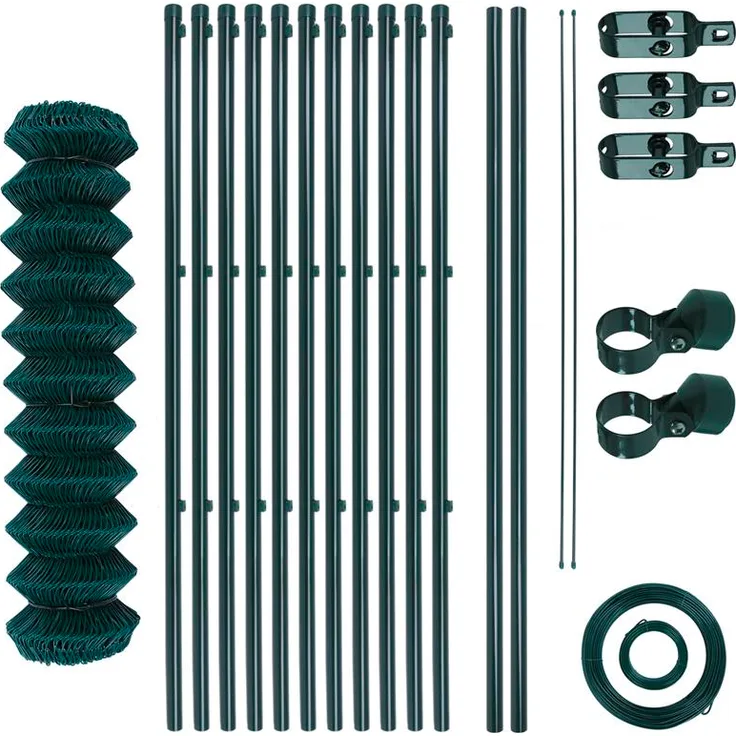 Maschendrahtzaun Komplettset 1x25 m Gartenzaunset Zaunset Gartenzaun Set grün