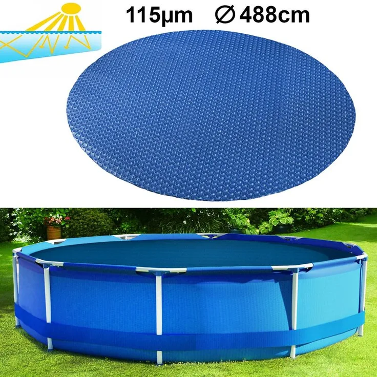 Ramroxx - 115µm Pool Solarplane Poolheizung Solarfolie Abdeckung Rund Blau 488 6cm