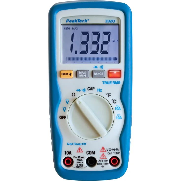 PeakTech 3320 True RMS Digital Multimeter NCV mit Vibrationsalarm, 6000 Counts, Handmultimeter, Kapazität, Messung, Spannungsmesser, Autorange, Durchgangsprüfer, Messgerät, Strom - CAT III 600 V