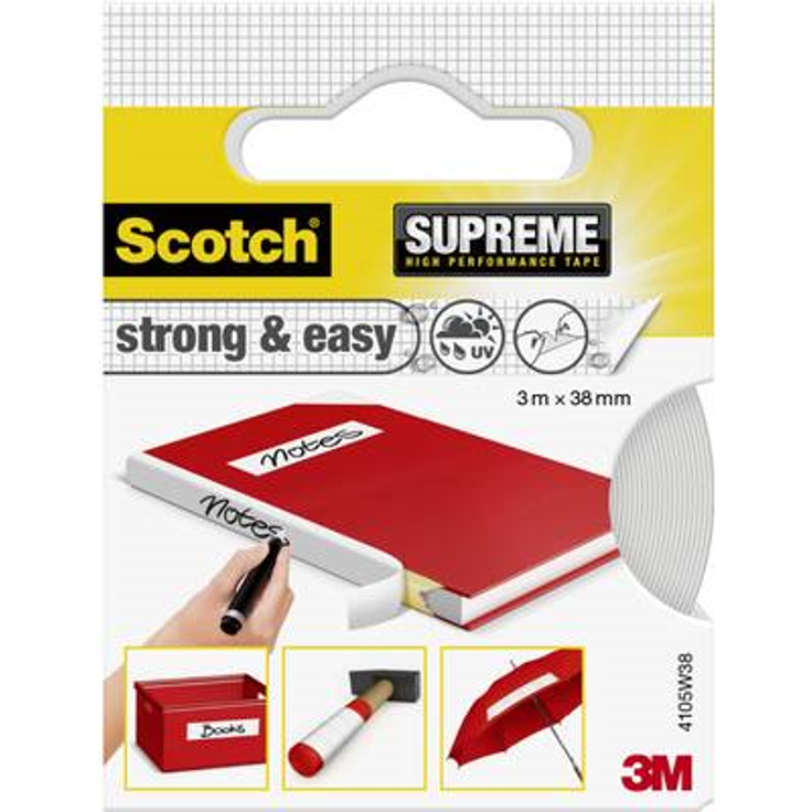 3M Strong und Easy 4105W38 Gewebeklebeband Scotch Weiß L x B 3 m x 38 mm 1 Rollen 4105W38