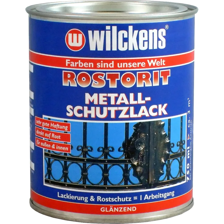 Wilckens - Wilckens 0,75l Rostorit Metall-Schutzlack Schwarz Lack Rostschutz Farbe glänzend - schwarz