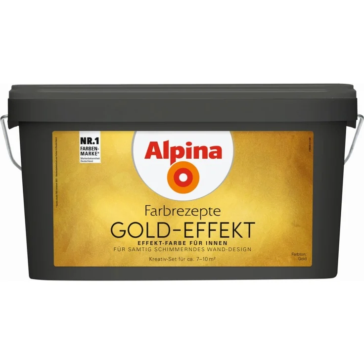 Alpina Innenfarbe Gold-Effekt 3 l Basis und 1 l Finish, samtig-schimmernd – Bild 1