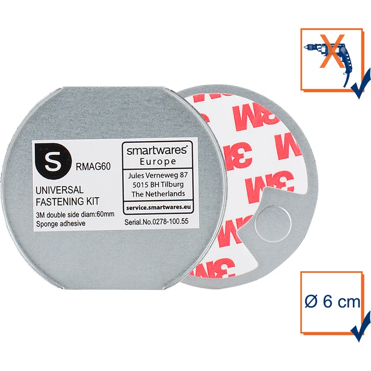 Smartwares RMAG60 Magnetbefestigungsset für Rauchmelder, 6cm Durchmesser, Silber, 6 cm – Bild 1