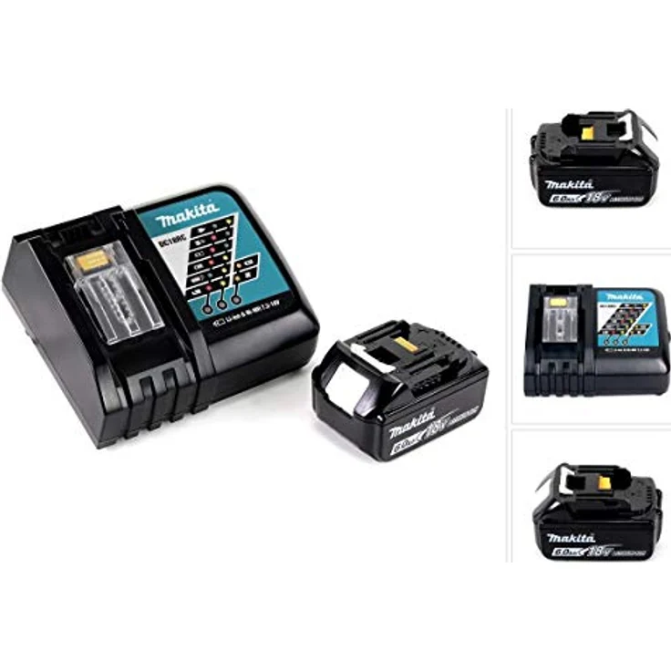Makita BL1860B Akku-Set Li-Ion 18V LXT 6 Ah mit Ladestandsanzeige 1 Akku mit Ladegerät – Bild 2