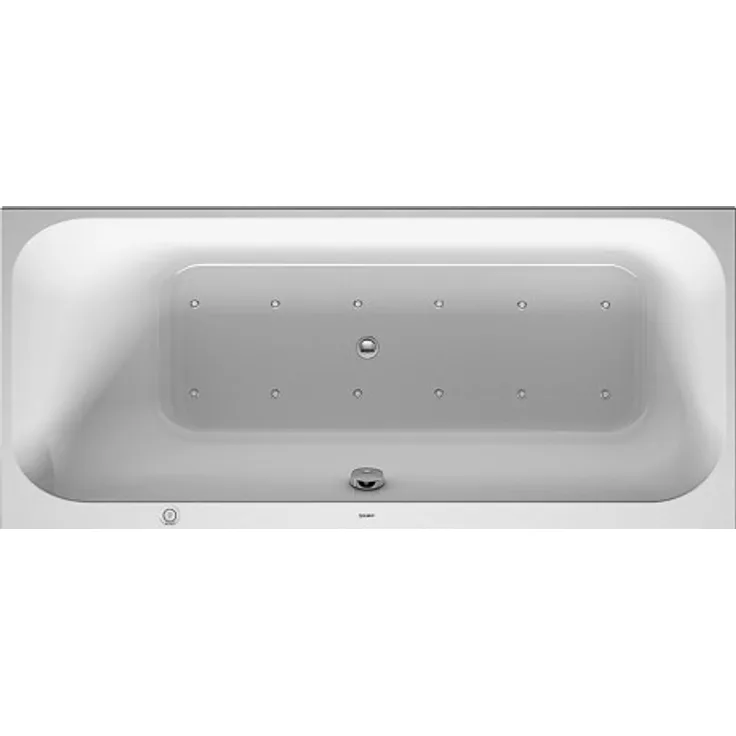 Duravit Whirlwanne Happy D.2 1600x700mm, Einbauversion, mit 1 Rückenschräge links, Gestell, Ab- und Überlaufgarnitur, Airsystem - 760308000AS0000