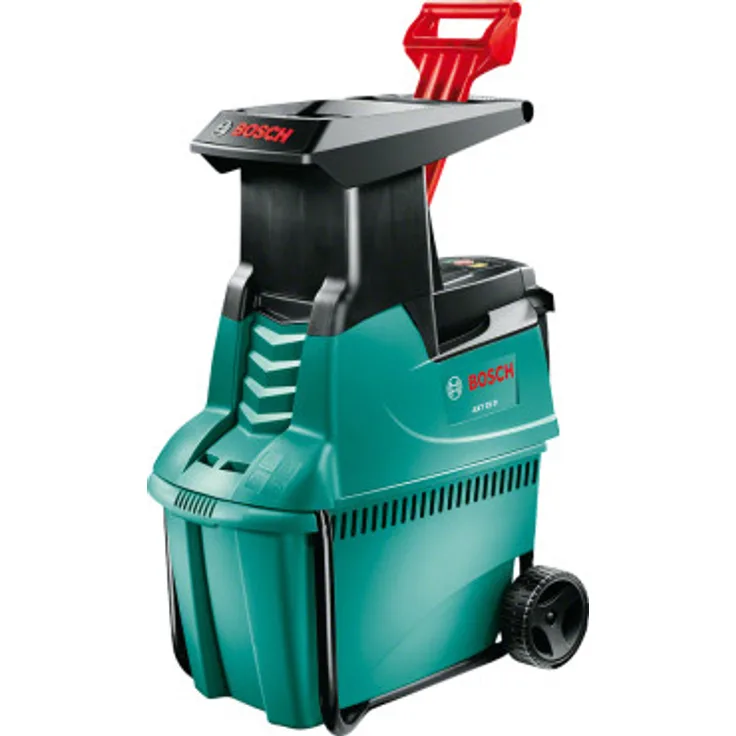Bosch AXT 25 D Leistung 2 500 W Häckselsystem Walze Materialstärke 4 cm Schnittgeschwindigkeit 40 U min Fangsackvolumen 53 Liter
