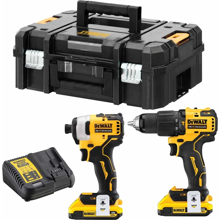 DeWALT DCK2062D2T-QW Kombipack 18V Schlagbohrschrauber DCD709 + Schlagschrauber DCF 809 + 2 Akkus + Ladegerät + TSTAK