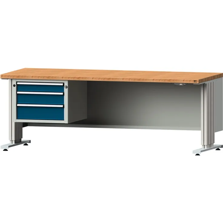 ANKE Schubladenschrank H420xB570xT615mm grau-blau 1x90,1x120,1x150mm Vollauszug ANKE