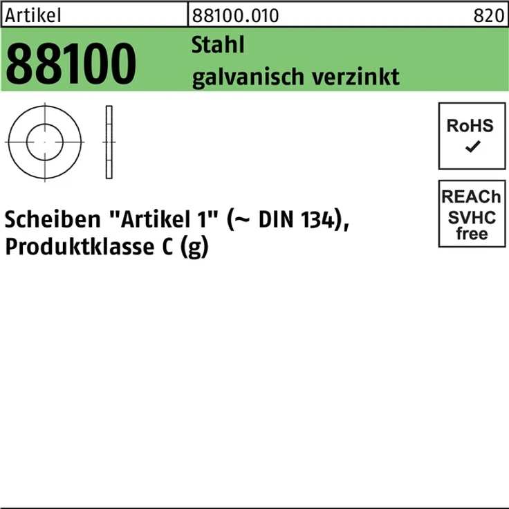 DIVERSE Unterlegscheibe R 88100 13 x 26 x1,75 Stahl galvanisch verzinkt