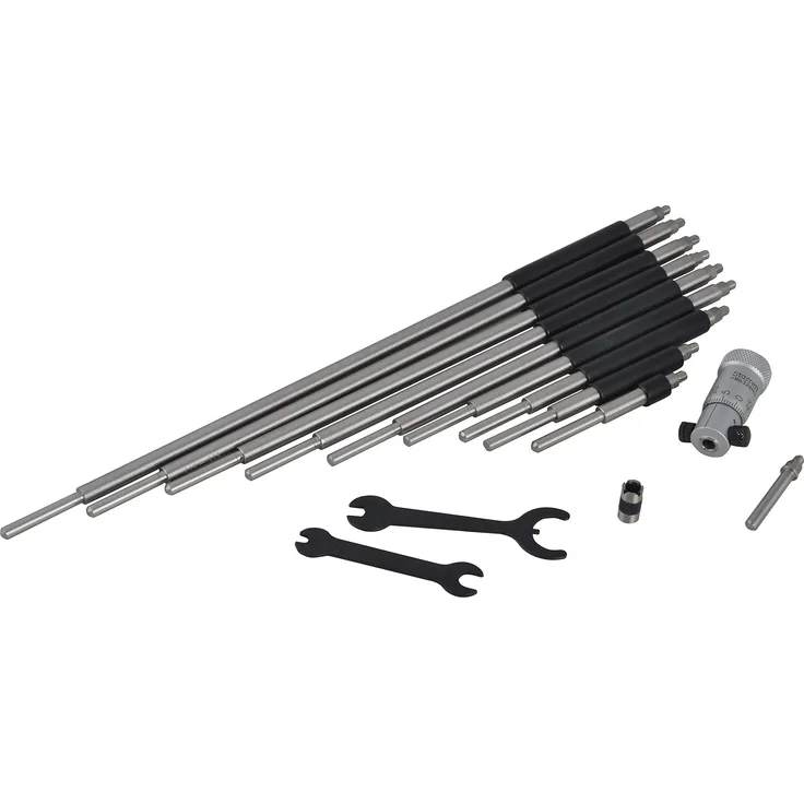 Starrett 124MBZ Stab-Innenmessschrauben-Set, 50-300 mm, 0.01 mm Grad, 10 Messeinsätze mit Koffer