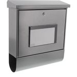 BURG-WÄCHTER Solar-Briefkasten mit Zeitungsrolle, Beleuchtetes Hausnummernfeld, A4 Einwurf-Format, EU Norm EN 13724, Vollflächig verzinkt, Stahl, Malaga 4400 Si, Silber