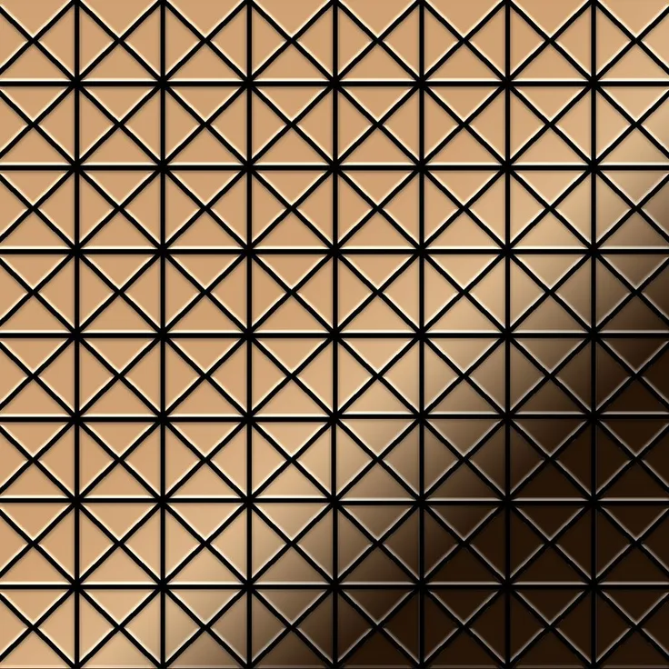 Mosaik Fliese massiv Metall Titan hochglänzend in kupfer 1,6mm stark ALLOY Deco-Ti-AM 0,92 m2