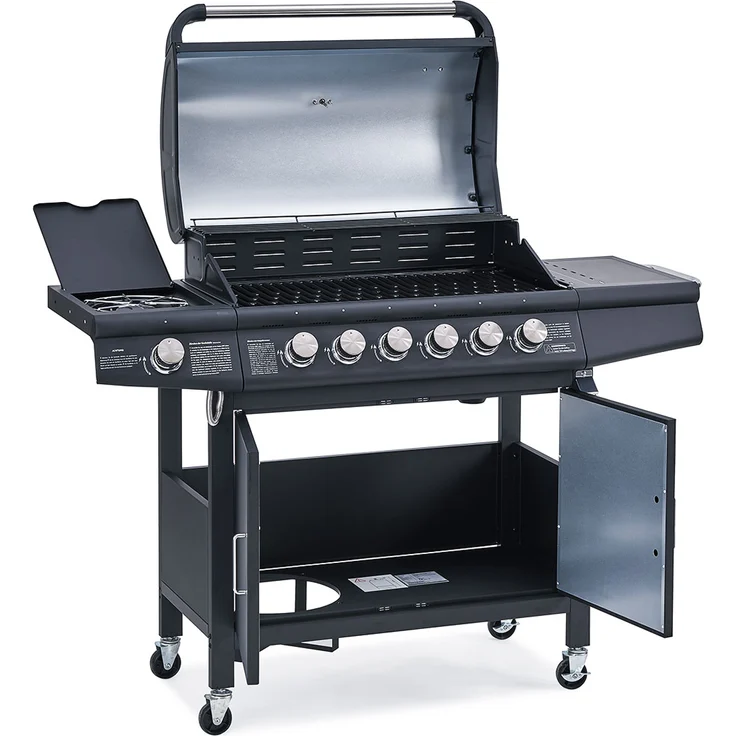 TAINO RED 6 Gasgrill schwarz 6 Edelstahl Brenner Seitenkocher, Weiterentwicklung des TAINO 6 PRO – Bild 4
