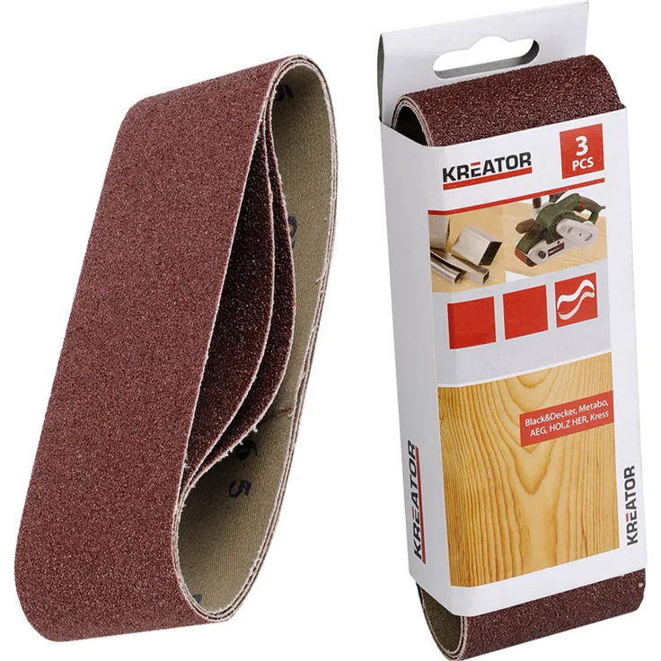 KREATOR Holz Schleifband für Bandschleifer 3 Stück - Körnung G40 - 10,5 x 62 cm