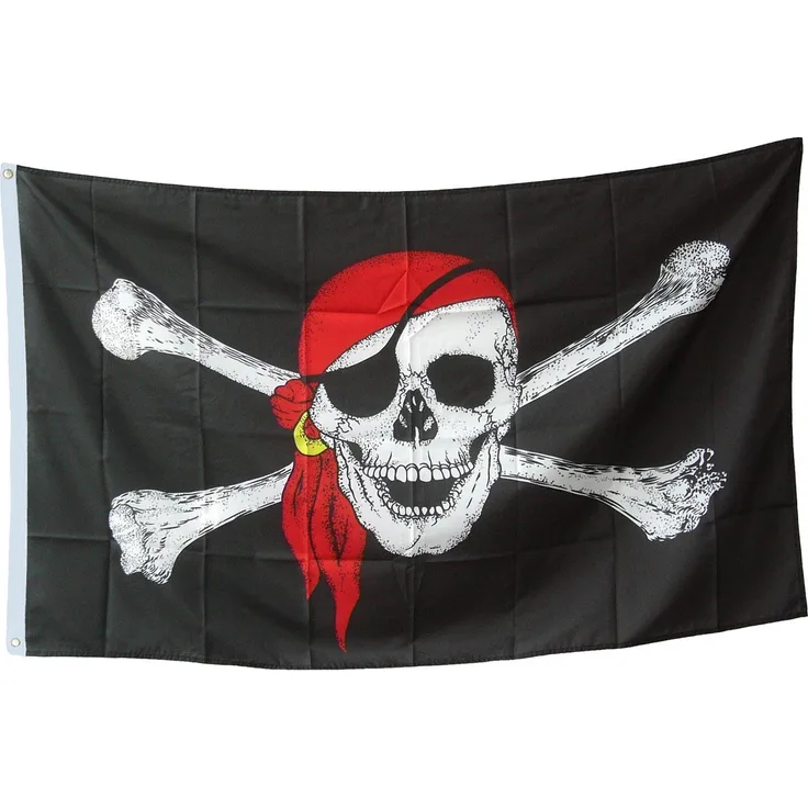 BestSaller 1527 Piraten-Flagge, Totenkopf, groß, 90x150 cm, schwarz-weiß-rot (1 Stück)