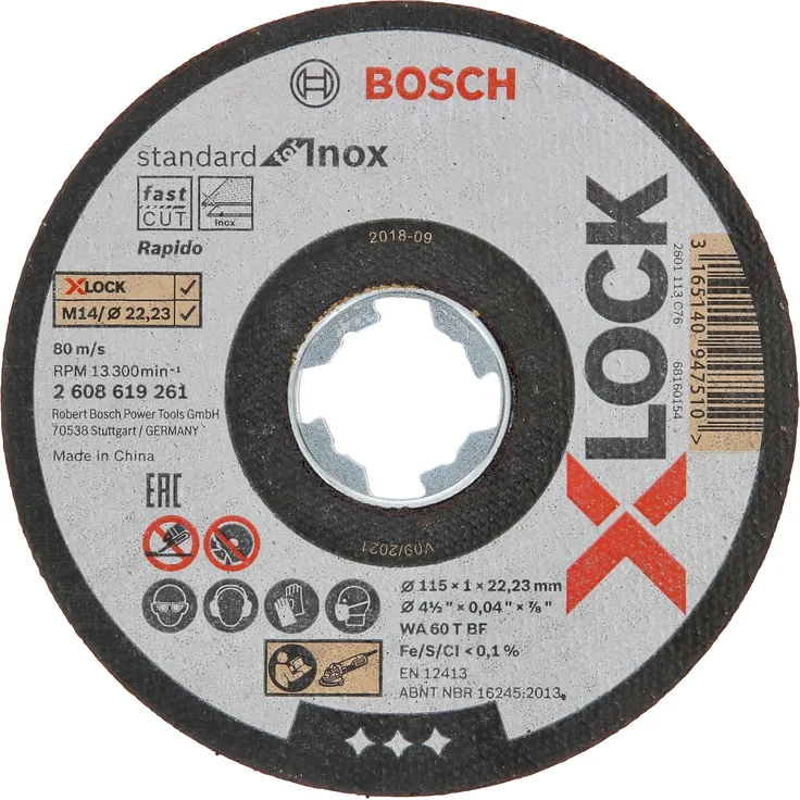 Bosch Professional Trennscheibe X-LOCK Standard for Inox 115mm gerade, 10 Stück