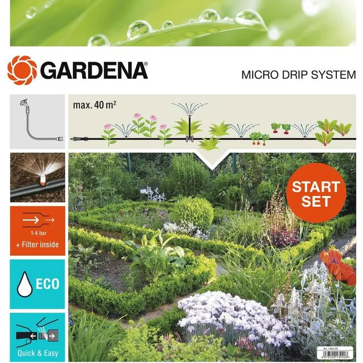 GARDENA Start Set Pflanzflächen: Micro-Drip-Gartenbewässerungssystem zur individuellen, flexiblen Bewässerung von Blumen- und Gemüsebeeten (13015-20) - Preisvergleich