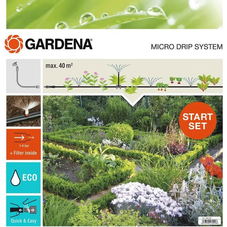 GARDENA Start Set Pflanzflächen: Micro-Drip-Gartenbewässerungssystem zur individuellen, flexiblen Bewässerung von Blumen- und Gemüsebeeten (13015-20) - Preisvergleich – Bild 1