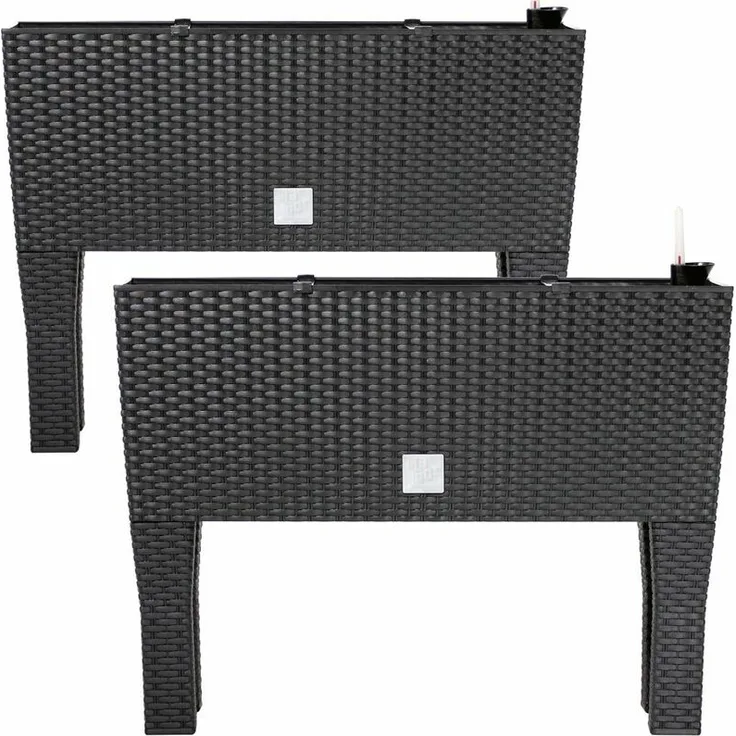 Hochbeet - 30 Liter - 60 x 25 x 46cm - Blumenkasten Polyrattanoptik 2