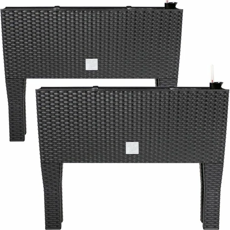 Hochbeet - 30 Liter - 60 x 25 x 46cm - Blumenkasten Polyrattanoptik 2 – Bild 1