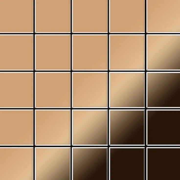 Mosaik Fliese massiv Metall Titan hochglänzend in kupfer 1,6mm stark ALLOY Century-Ti-AM 0,5 m2