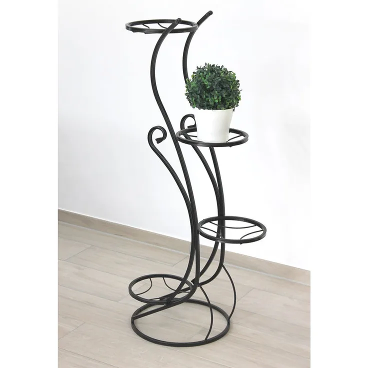 DanDiBo Blumentreppe Metall Schwarz 96 cm Blumenständer mit 4 Ablagen KW410 Blumensäule Pflanzensäule Pflanzenständer