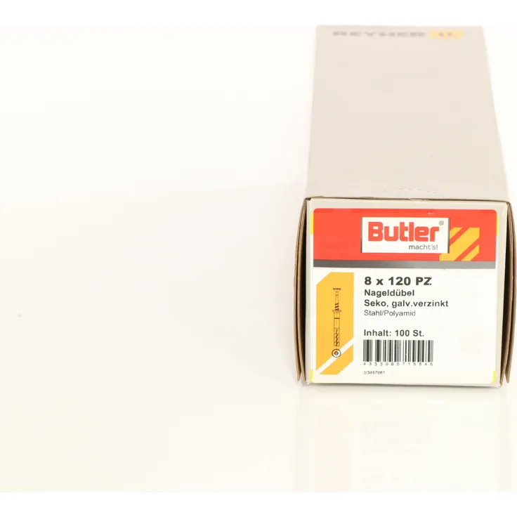 Butler macht',s! Nageldübel, Stahl - Polyamid, Senkkopf, galvanisch verzinkt 8 x 120 mm, 100 Stück