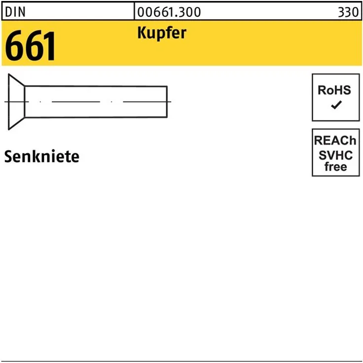 Reyher Senkniete DIN 661-ISO 1051 5 x 35 Kupfer