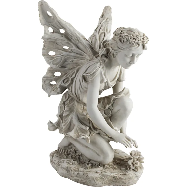 Design Toscano Fiona die Blumenfee Gartenstatue, Polyresin, antikes steingrau, 43 cm