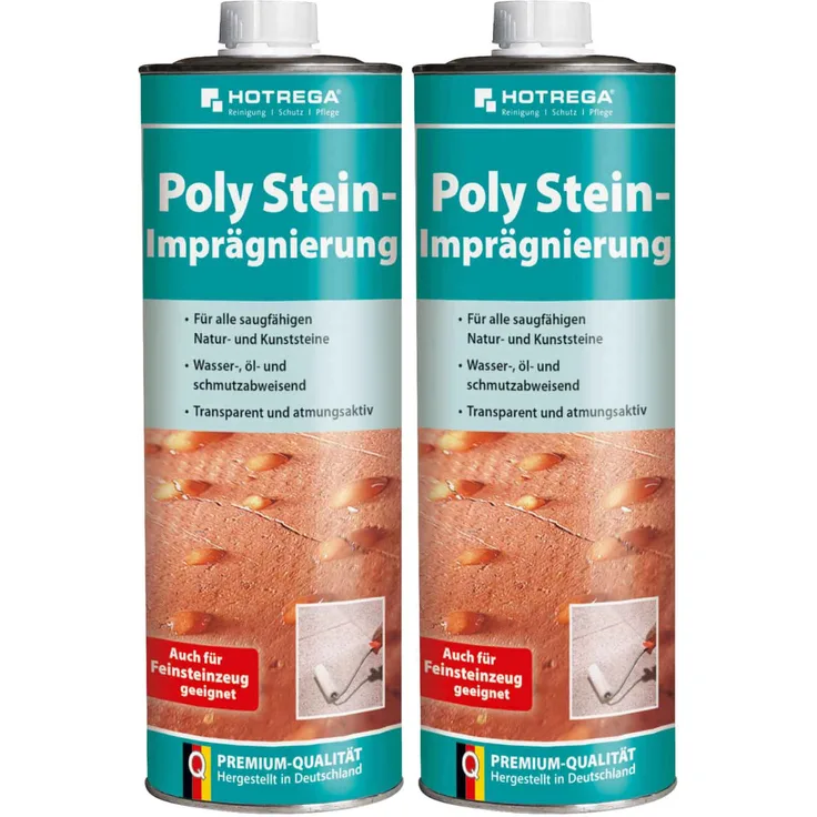 HOTREGA Poly Stein Imprägnierung 1 l - professionelles Imprägniermittel für Innen und Außen Inhalt: 4 Stück