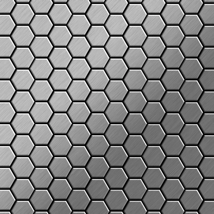 Alloy Mosaik Fliese massiv Metall Edelstahl marine gebürstet in grau 1,6mm stark Honey-S-S-MB 0,92 m2