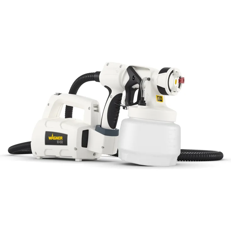 WAGNER Farbsprühsystem W 450 WallSprayer für Dispersions--Latexfarben im Innenbereich, 15 m²-10 min, Behälter 1300 ml, 460 W, Schlauch 1,8 m