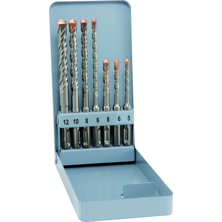 alpen SDS-plus Hammerbohrer F4 forte, 2 Schneiden, Durchmesser 5, 6, 8 x 110 mm und 6, 8, 10, 12 x 160 mm als 7-teiliger Satz im Gewerbepack, 500007100