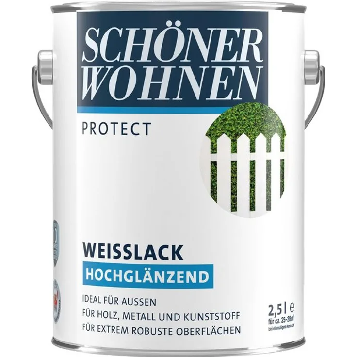 Schöner Wohnen - SCHÖNER WOHNEN-Kollektion Weißlack Protect, hochglänzend, 2500 ml, weiß - weiß
