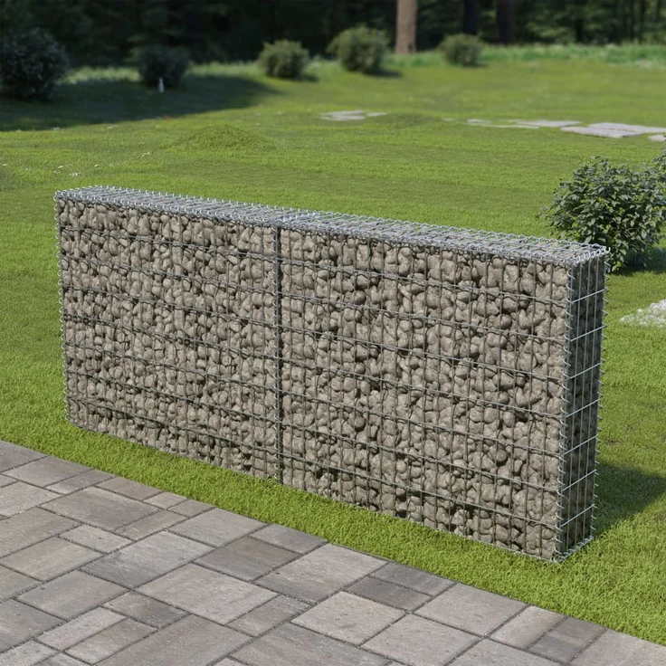 vidaXL Gabionenwand mit Abdeckung Verzinkter Stahl 200×20×85 cm