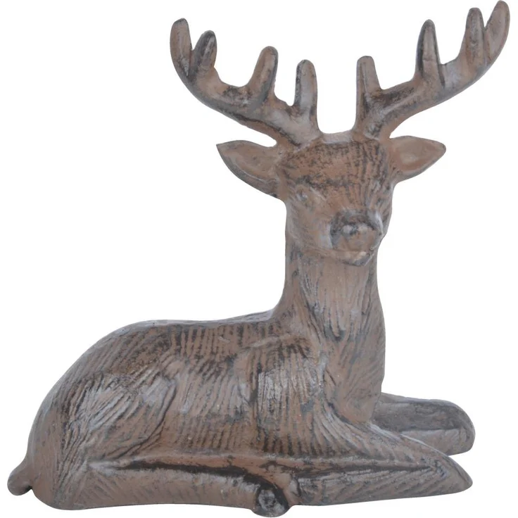 Esschert Design Hirsch liegend aus Gusseisen,16,1 x 7,5 x 14,4 cm