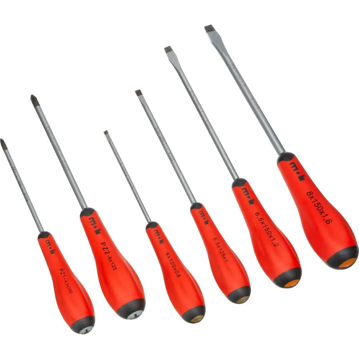 Peddinghaus Schraubendreher-Satz 9129001201 4-Schlitz  2 PZ Redgrip 6-teilig