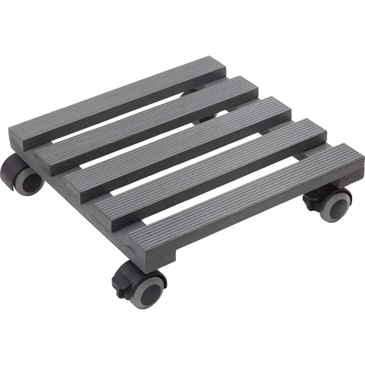 Metafranc Pflanzenroller 300 x 300 mm - 60 kg Tragkraft - Geriffelte Kiefer-Platte - Grau - TPE-Rollen mit 2 Feststellern - Indoorroller - Blumenroller - Transporthilfe für Pflanzen - 825300