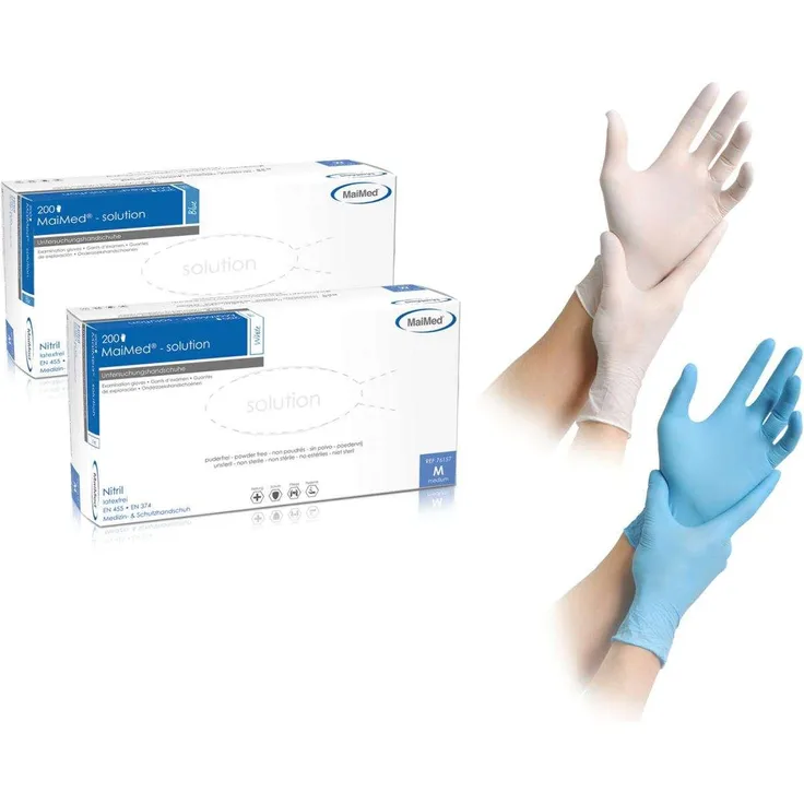 MAIMED solution PF Nitril mikrogeraute Fingerspitzen blau, Gr. L 10x 200 stk.