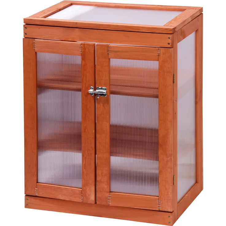 dobar Mini-Gewächshaus mit Acrylglas, Balkon und Indoor-Treibhaus, Holz, braun, 58x43x76 cm, 29167FSC 58 x 43 x 76 cm