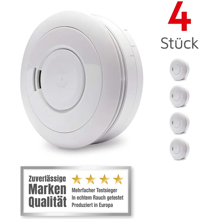 Ei Electronics Ei650 Rauchmelder (mit -Batterie, 4er Set)