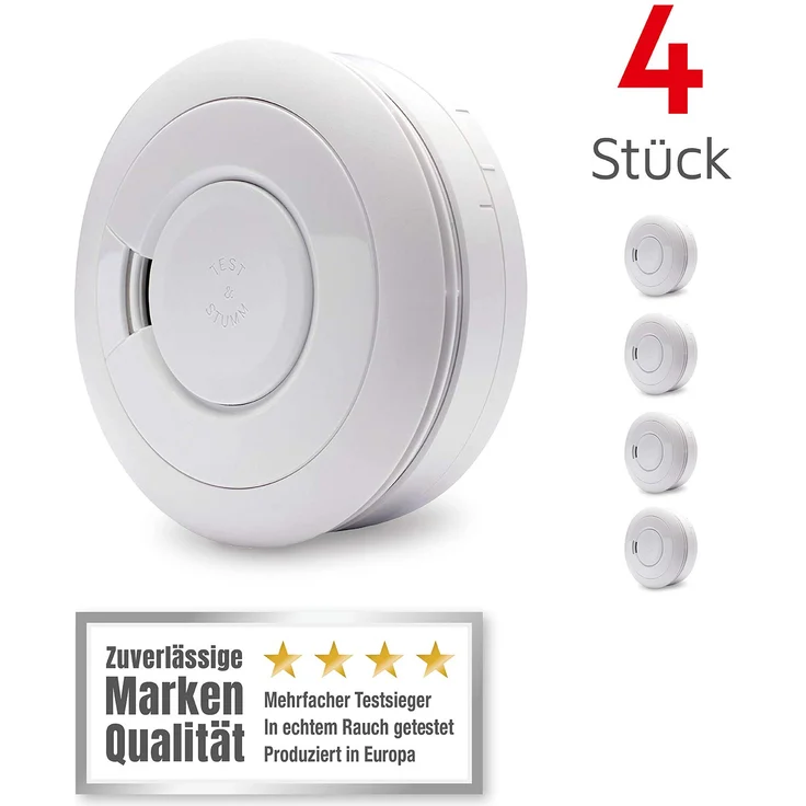 Ei Electronics Ei650 Rauchmelder (mit -Batterie, 4er Set)