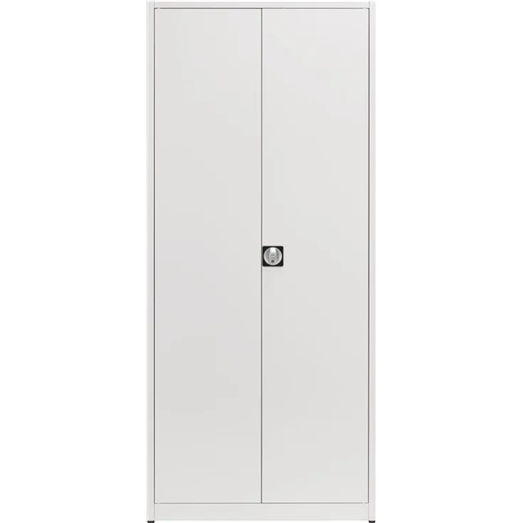 Flügeltürenschrank H2200xB950xT420mm lichtgrau 5 BD m.Höhenausgleich MAUSER